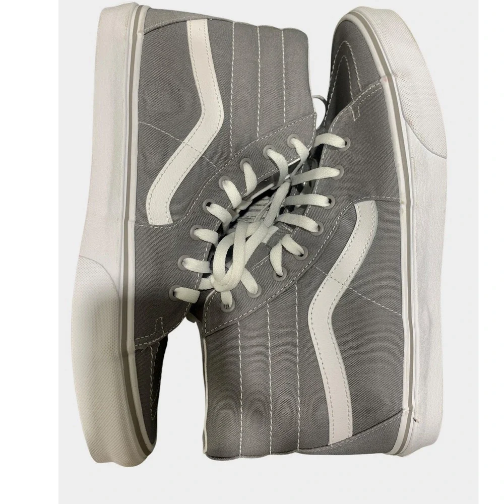 Vans Sk8-Hi High Top Sneakers Frost Grey White Canvas Skate Shoes Mens 12